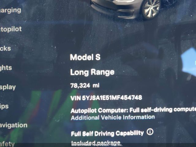 5YJSA1E51MF454748 Tesla Model S Long Range Dual Motor All-wheel Drive