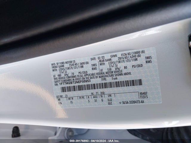 Ford F-250 Xl 2022 1FT7W2BT2NEF05953 Image 9