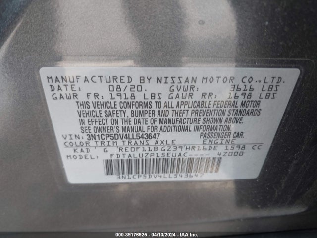 Nissan Kicks Sr Xtronic Cvt 2020 3N1CP5DV4LL543647 Image 9