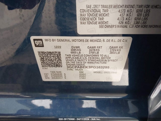 Chevrolet Silverado 1500 2wd  Short Bed Custom 2023 3GCPABEK3PG163295 Image 9
