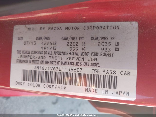 Mazda Mazda6 I Touring 2014 JM1GJ1V63E1136607 Image 9