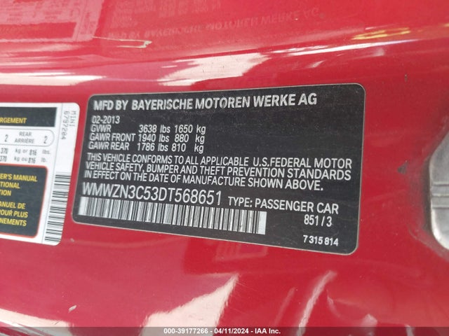 2013 MINI CONVERTIBLE WMWZN3C53DT568651 Photo 8