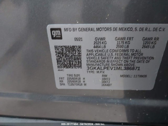 3GKALPEV1ML386871 GMC Terrain Fwd Slt