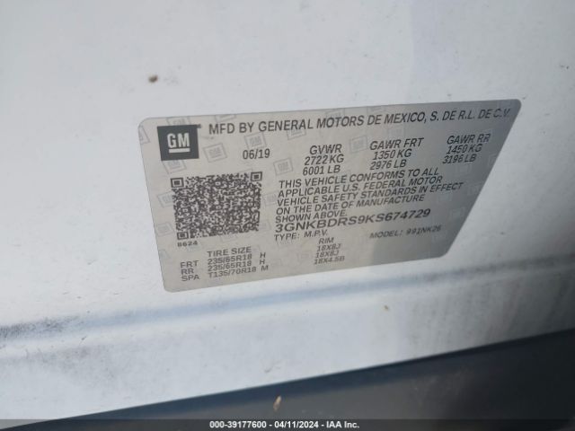 3GNKBDRS9KS674729 Chevrolet Blazer