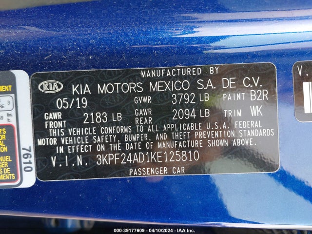 KIA Forte Lxs 2019 3KPF24AD1KE125810 Image 9