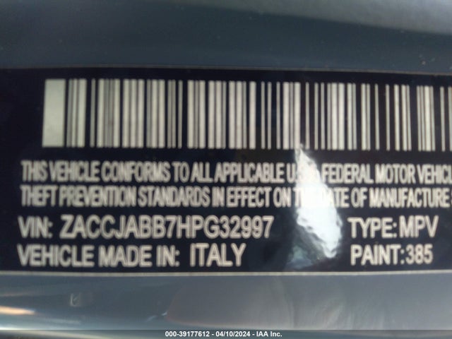 ZACCJABB7HPG32997 Jeep Renegade Latitude Fwd