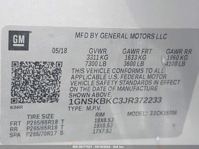 Chevrolet Tahoe Lt 2018 1GNSKBKC3JR372233 Image 9