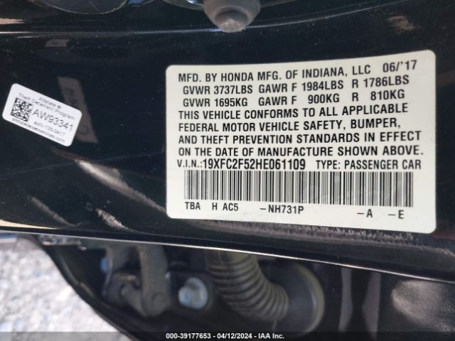 19XFC2F52HE061109 Honda Civic Lx