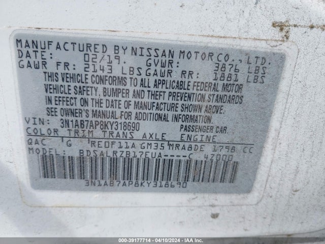 Nissan SENTRA SR 2019 3N1AB7AP8KY318690 Image 9