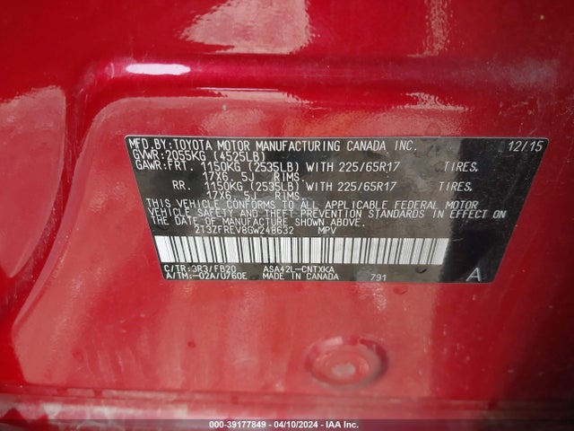 Toyota RAV4 LE 2016 2T3ZFREV8GW248632 Image 9