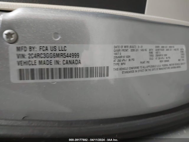 2C4RC3GG6MR544999 Chrysler Pacifica Limited Awd