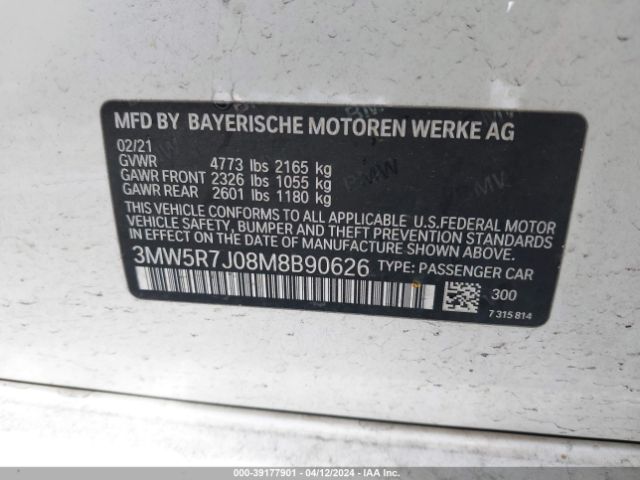 3MW5R7J08M8B90626 BMW 330i Xdrive