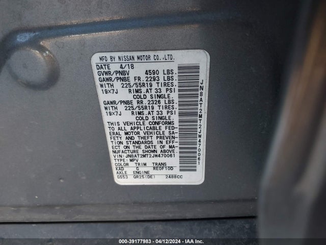 Nissan Rogue Sl 2018 JN8AT2MT2JW470061 Image 9