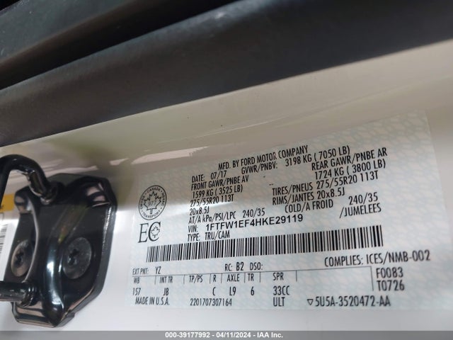 1FTFW1EF4HKE29119 Ford F-150 Xlt