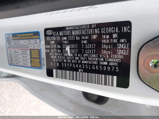 KIA Sorento 2.4l Lx 2020 5XYPG4A35LG659975 Image 9