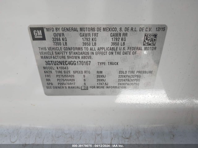 GMC Sierra 1500 Slt 2016 3GTU2NEC4GG170167 Image 9