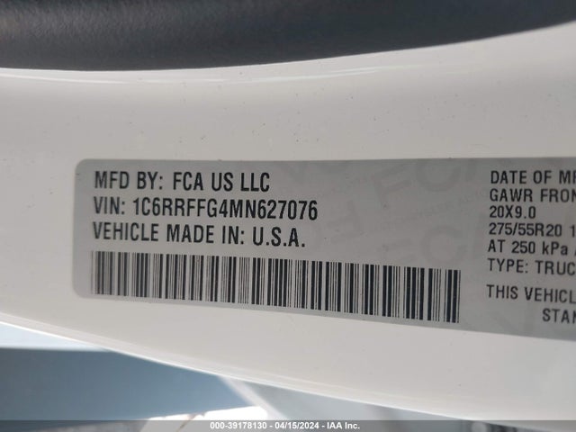 RAM 1500 Big Horn  4x4 5'7 Box 2021 1C6RRFFG4MN627076 Image 9