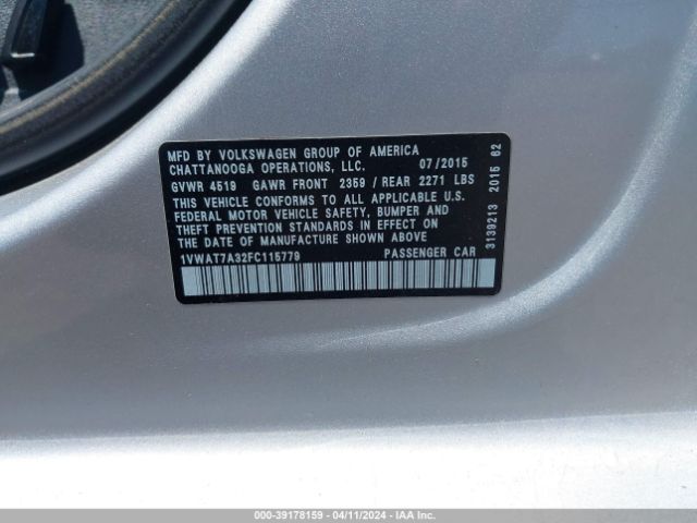 1VWAT7A32FC115779 Volkswagen Passat 1.8t Limited Edition