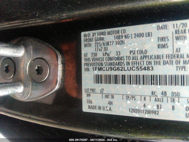 Ford ESCAPE SE 2020 1FMCU9G62LUC55483 Image 9