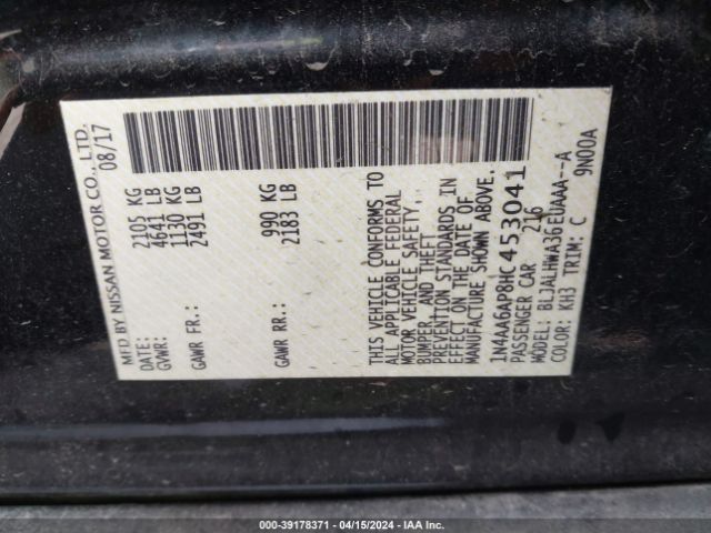1N4AA6AP8HC453041 Nissan Maxima 3.5 Platinum