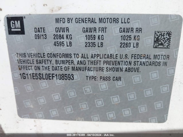 Chevrolet MALIBU 2LT 2014 1G11E5SL0EF108593 Image 9