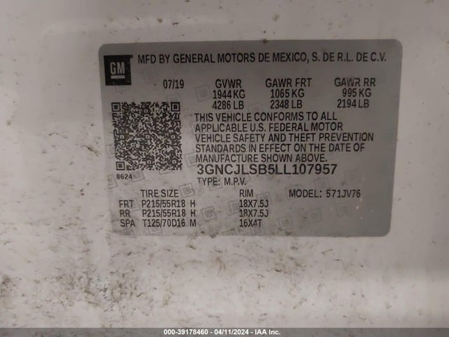 Chevrolet Trax Fwd Lt 2020 3GNCJLSB5LL107957 Image 9