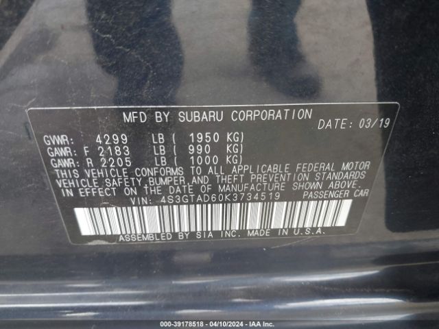 4S3GTAD60K3734519 Subaru Impreza 2.0i Premium