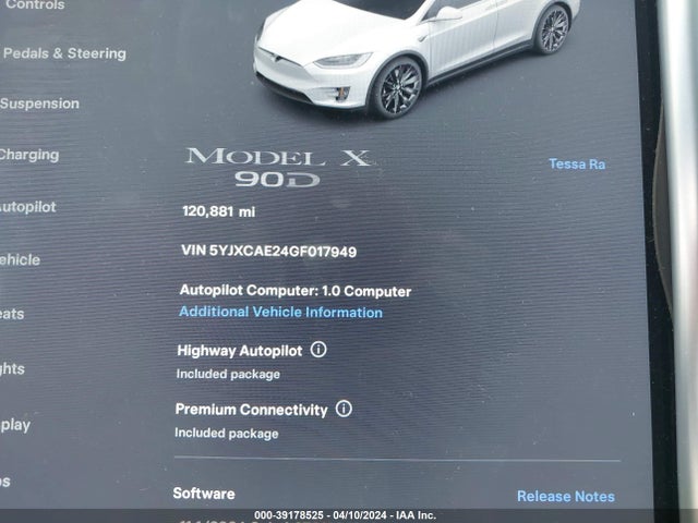 Tesla Model X 60d/70d/75d/90d 2016 5YJXCAE24GF017949 Image 7