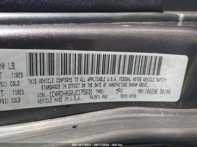 1C4RDHAG0JC175631 Dodge Durango Sxt Rwd
