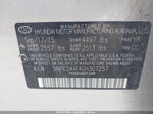 Hyundai SONATA SE 2016 5NPE24AF4GH307257 Image 9