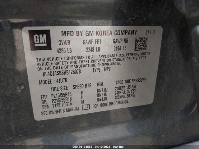KL4CJASB6HB126078 Buick Encore Preferred