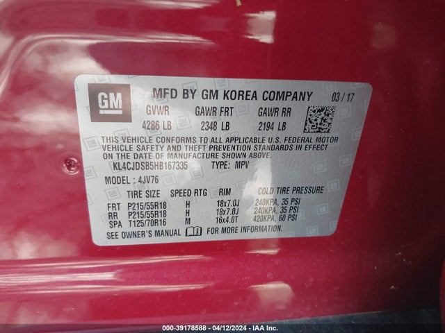 Buick Encore Premium 2017 KL4CJDSB5HB167335 Image 9