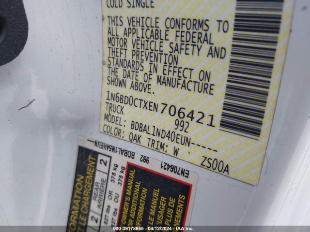 Nissan FRONTIER S 2014 1N6BD0CTXEN706421 Image 9