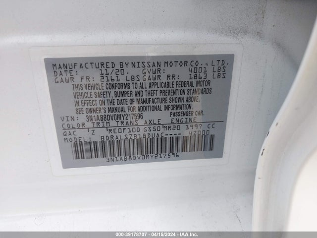 Nissan Sentra Sr Xtronic Cvt 2021 3N1AB8DV0MY217596 Image 9