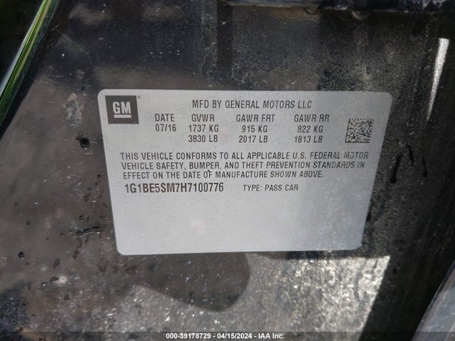 Chevrolet Cruze Lt Auto 2017 1G1BE5SM7H7100776 Image 9