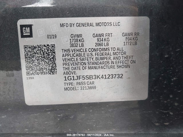 Chevrolet Sonic Premier Auto 2019 1G1JF5SB3K4123732 Image 9