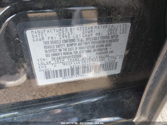 Nissan SENTRA SV 2017 3N1AB7AP4HY293599 Image 9