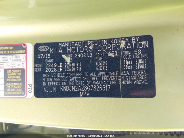 KIA Soul 2016 KNDJN2A28G7826517 Image 9