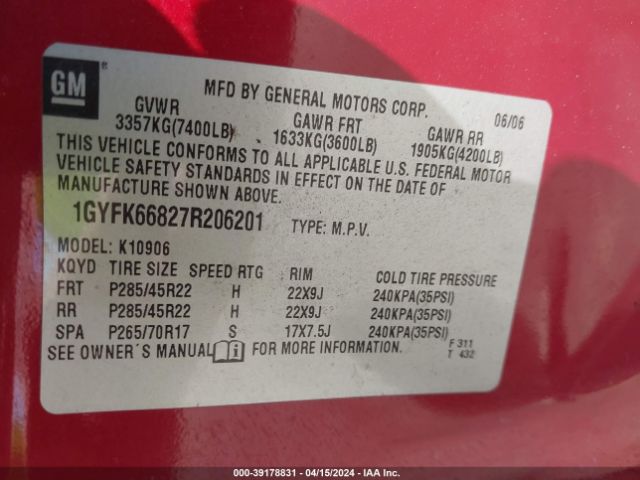 2007 CADILLAC ESCALADE ESV 1GYFK66827R206201 Photo 8