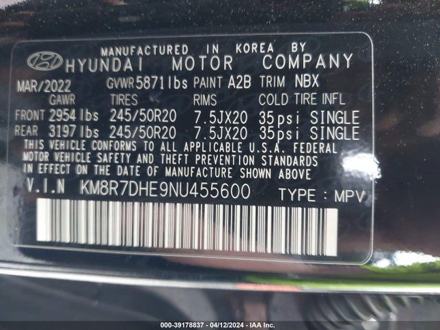 Hyundai Palisade Calligraphy 2022 KM8R7DHE9NU455600 Image 9
