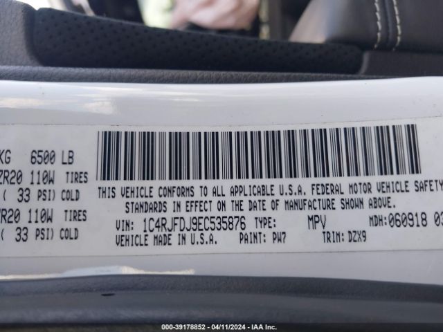 1C4RJFDJ9EC535876 Jeep Grand Cherokee Srt8