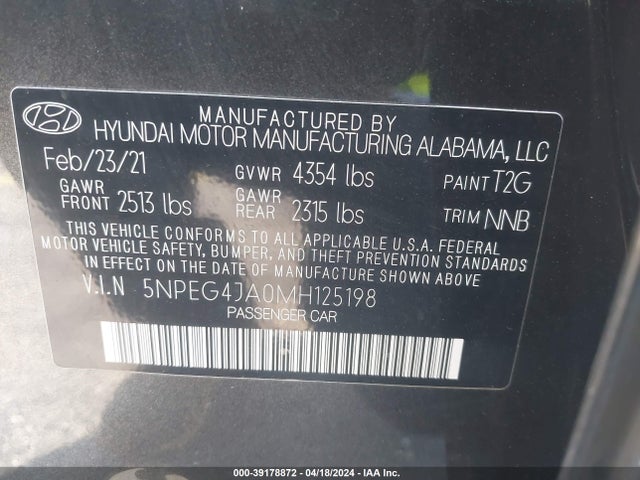 Hyundai SONATA SE 2021 5NPEG4JA0MH125198 Image 9