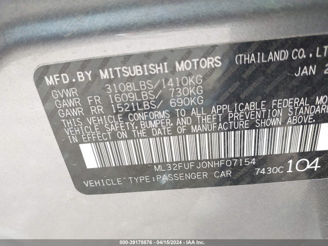 ML32FUFJ0NHF07154 Mitsubishi Mirage G4 Black Edition/es/le