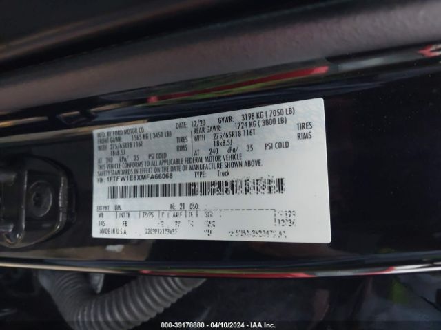 1FTFW1E8XMFA66068 Ford F-150 Xlt