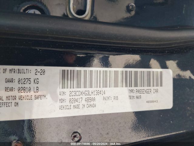 2C3CDXHG3LH136414 Dodge Charger Gt Rwd
