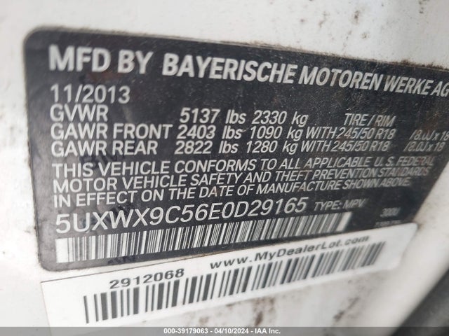 BMW X3 Xdrive28i 2014 5UXWX9C56E0D29165 Image 9
