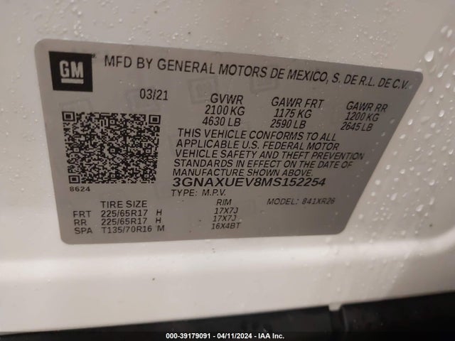 Chevrolet Equinox Awd Lt 2021 3GNAXUEV8MS152254 Image 9