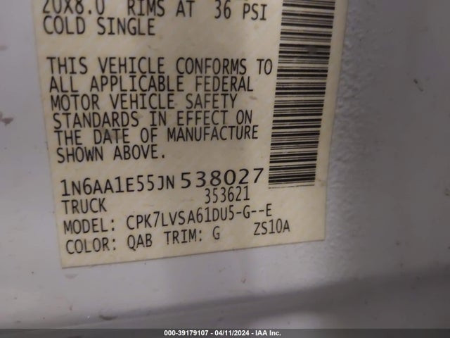 Nissan Titan Sl 2018 1N6AA1E55JN538027 Image 9