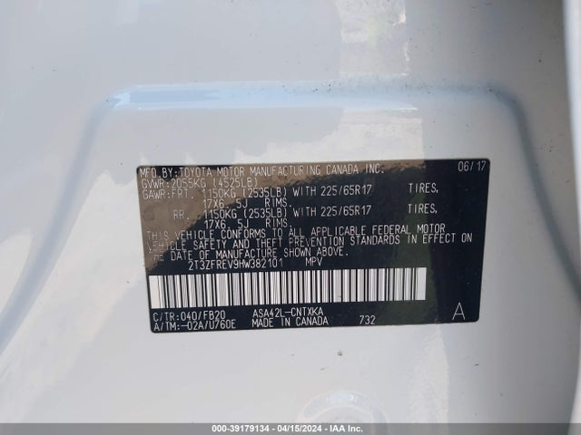 Toyota RAV4 LE 2017 2T3ZFREV9HW382101 Image 9
