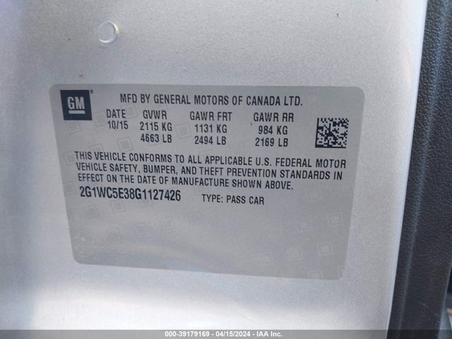 Chevrolet Impala Limited Ltz 2016 2G1WC5E38G1127426 Image 9